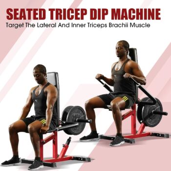 syedee Seated Dip Machine Plate Loaded- Tricep Dip Press Machine with Cable Bar for Biceps Chest Training, Hold up to 400LBS