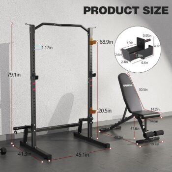 DONOW Olympic Weight Bench with Squat Rack Adjustable Workout Bench with Rack for Bench Press Sthrength Training