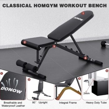 DONOW Olympic Weight Bench with Squat Rack Adjustable Workout Bench with Rack for Bench Press Sthrength Training