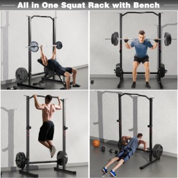 DONOW Olympic Weight Bench with Squat Rack Adjustable Workout Bench with Rack for Bench Press Sthrength Training