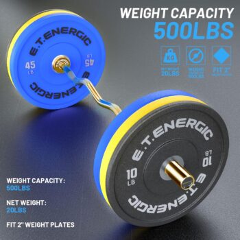 E.T.ENERGIC 47" Olympic EZ Curl Bar 500-lbs Capacity Steel Barbell Suitable for 2" Barbell Plates