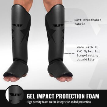 Elite Sports Muay Thai Shin Guards Kickboxing MMA Muay Thai Protective Shin Pad Leg Guards