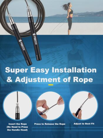 FEECCO Speed Jump Rope - Self-Locking Design for Quick Adjustment, 360-Degree Spin, Metal Handles with Silicone Grip for the Ultimate Workout Experience