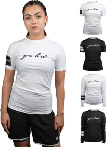 Gold BJJ Foundation Women's Rash Guard - No-Gi and Gi Jiu Jitsu Rashguard for Women