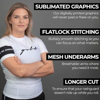 Gold BJJ Foundation Women's Rash Guard - No-Gi and Gi Jiu Jitsu Rashguard for Women