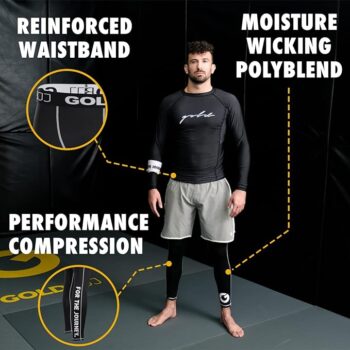 Gold BJJ Jiu Jitsu Spats - Base Layer for Gi and No-Gi Grappling - Martial Arts Pants