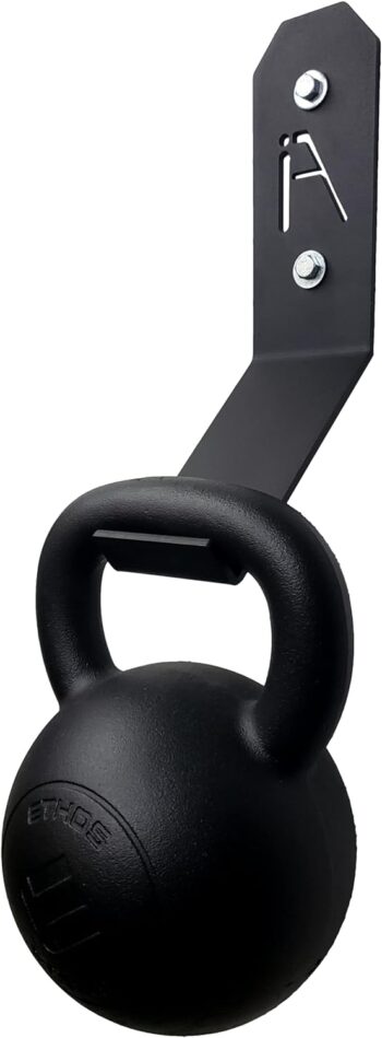 IRON AMERICAN Kettlebell HEAVY-DUTY Hook Wall Hanger, Kettlebell Gym Storage Mount Gym Free Weight Storage Hanger - Hang Any Size Kettlebell, 200 Pound Capacity Hardware Included