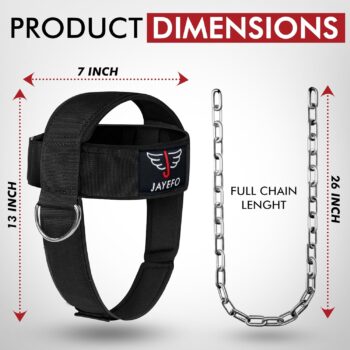 Jayefo Sports Neck Training Exerciser Harness Traps Muscle Builder Head Harness home gym for Strength Fitness Powerlifting Workout Boxing MMA Strong Neck Steel Chain Exerciser strengthener