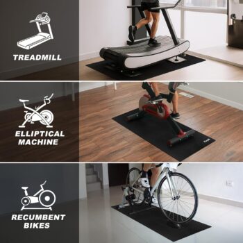 Kuyal Bike Mat Compatible with Recumbent Bikes & Treadmill & Elliptical Machine, Protect Hardwood Floor Carpet Floor Thick Mats 6mm for Exercise Equipment - Gym Flooring