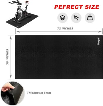 Kuyal Bike Mat Compatible with Recumbent Bikes & Treadmill & Elliptical Machine, Protect Hardwood Floor Carpet Floor Thick Mats 6mm for Exercise Equipment - Gym Flooring