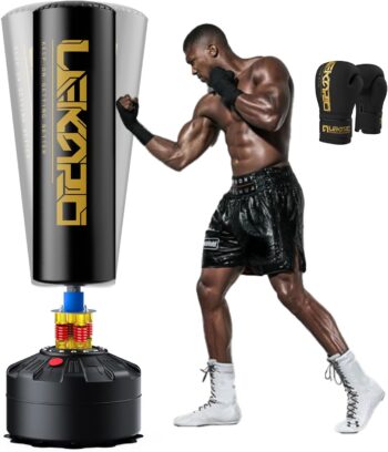 LEKÄRO Punching Bag 70" with Boxing Gloves, Heavy Boxing Bag with Stand for Adult Teens, Kickboxing Bag for MMA Muay Thai Fitness