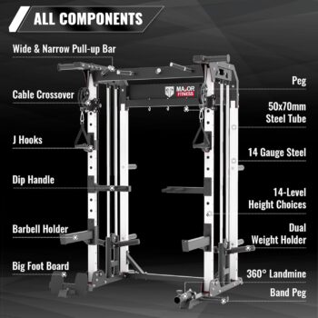 MAJOR FITNESS Multi-Functional All-in-One Power Rack Raptor F22, Squat Rack Home Gym Fitness, A Standard Strength Training Half Rack Power Cage