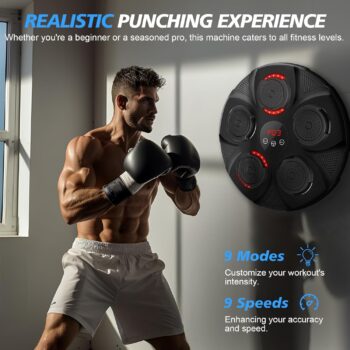 Music Boxing Machine, Rechargeable Boxing Equipment Wall Mount, Home Smart Boxing Target Workout Machine, Electronic Focus Agility Training Digital Boxing for Kids and Adults