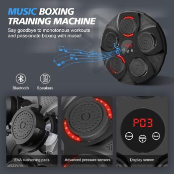 Music Boxing Machine, Rechargeable Boxing Equipment Wall Mount, Home Smart Boxing Target Workout Machine, Electronic Focus Agility Training Digital Boxing for Kids and Adults