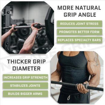 N-GAGE GRIPS | Angled Thick Grip | Transform Nearly Any Piece of Gym Equipment into an EZ Curl Bar | Build Bigger Arms, Increase Grip Strength, & Reduce Joint Stress | Made In The USA