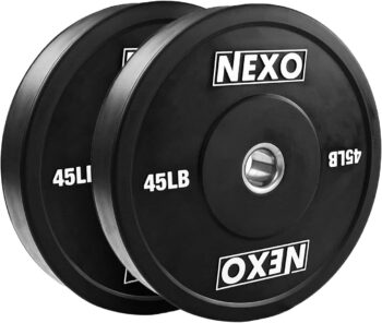 NEXO Matte Black Rubber Bumper Plates - Premium Matte Finish Sets or Pairs Cross Training Weight Plates