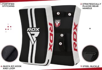 RDX Kick Shield Muay Thai Kickboxing, 60CM Large Heavy Curved Kicking Striking Body Pad, Punching Foot Target MMA Boxing Training, 3 Padded Handles, Martial Arts Karate TKD Taekwondo (ONE PAD ONLY)