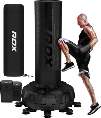 RDX XXL 330LBS Freestanding Punching Bag with Cover & Gloves – 72” Adult Heavy Pedestal Punch Bag Set - 17 Suction Cup 8 Extended Legs Stand Base - Kick Boxing MMA Muay Thai Home Gym Fitness Training