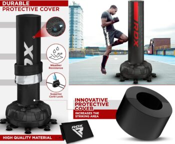 RDX XXL 330LBS Freestanding Punching Bag with Cover & Gloves – 72” Adult Heavy Pedestal Punch Bag Set - 17 Suction Cup 8 Extended Legs Stand Base - Kick Boxing MMA Muay Thai Home Gym Fitness Training