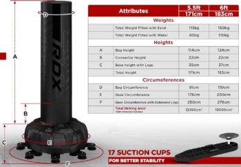 RDX XXL 330LBS Freestanding Punching Bag with Cover & Gloves – 72” Adult Heavy Pedestal Punch Bag Set - 17 Suction Cup 8 Extended Legs Stand Base - Kick Boxing MMA Muay Thai Home Gym Fitness Training