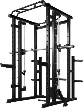 RitFit BPC05 Light Commercial Smith Machine, 2000LBS All-in-One Strength Training Station Power Rack with Cable Crossover System, 260 lbs Weight Stacks, and 22 Attachments for Full Body Workout