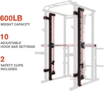 RitFit BPC05 Light Commercial Smith Machine, 2000LBS All-in-One Strength Training Station Power Rack with Cable Crossover System, 260 lbs Weight Stacks, and 22 Attachments for Full Body Workout