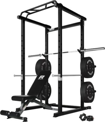 RitFit PC-410 Power Cage 1000LB Capacity and Packages with Optional Basic Power Rack, Weight Bench, Barbell Set with Olympic Barbell, DIY LAT Pull Down Pulley System, for Garage & Home Gym