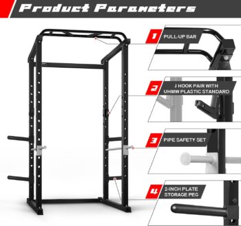 RitFit PC-410 Power Cage 1000LB Capacity and Packages with Optional Basic Power Rack, Weight Bench, Barbell Set with Olympic Barbell, DIY LAT Pull Down Pulley System, for Garage & Home Gym