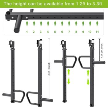 SELEWARE Adjustable Lever Arms Heavy Duty Jammer Arms, Only Fits 2'' x 2'' Power Rack Rated 600 lbs Per Arm for Strength Training Home Gym Workout Attachments