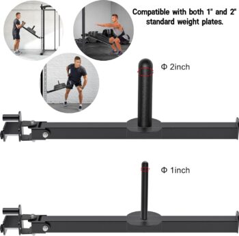 SELEWARE Belt Squat Lever Arm for 2" x 2" Power Cage Squat Rack Attachment Compatible with 1'' and 2'' Weight Plates, Supports Vertical and Sideways Movements