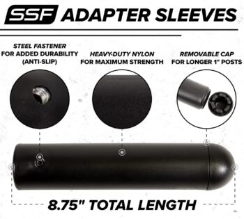 SERIOUS STEEL FITNESS Nylon Olympic Adapter Sleeve 8" - Convert 1" Bars or Posts to 2" Olympic Bars or Posts. Includes Removeable end Cap for Longer Posts.