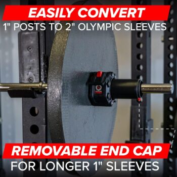 SERIOUS STEEL FITNESS Nylon Olympic Adapter Sleeve 8" - Convert 1" Bars or Posts to 2" Olympic Bars or Posts. Includes Removeable end Cap for Longer Posts.