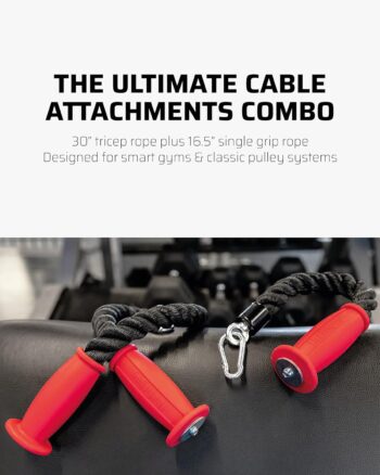 THEFITGUY Ergonomic Grip Tricep Rope Cable Attachments Combo: One 30” Rope & One 16.5” Single Grip Rope, Comfort Non-Slip, Reducing Wrist Pressure & Rubs, Easy to Clean, Gym Pull Machine Accessory