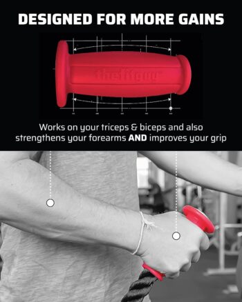 THEFITGUY Ergonomic Grip Tricep Rope Cable Attachments Combo: One 30” Rope & One 16.5” Single Grip Rope, Comfort Non-Slip, Reducing Wrist Pressure & Rubs, Easy to Clean, Gym Pull Machine Accessory