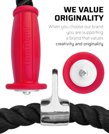 THEFITGUY Ergonomic Grip Tricep Rope Cable Attachments Combo: One 30” Rope & One 16.5” Single Grip Rope, Comfort Non-Slip, Reducing Wrist Pressure & Rubs, Easy to Clean, Gym Pull Machine Accessory