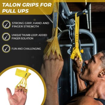 Talon Pull Up Grip Strength Straps - Nylon Finger and Thumb Loops for Grip Training, Rock Climbing, Hand and Arm Strengthener by Core Prodigy