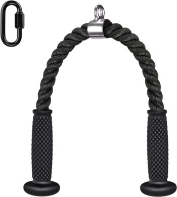 Tricep Rope, Cable Machine Attachments Pulley System Gym Pull Down Rope, Heavy Duty Nylon Rope with Soft Rubber Ends