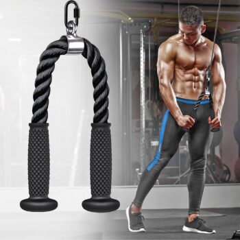 Tricep Rope, Cable Machine Attachments Pulley System Gym Pull Down Rope, Heavy Duty Nylon Rope with Soft Rubber Ends