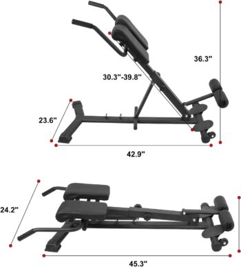 UNIAXIS Foldable Roman Chair Hyperextension Bench ab Workouts Sit Up Gym Bench 440 LBS with Dip Bars for Home