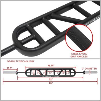 Valor Fitness OB-MULTI Swiss Bar Football Barbell w/ Multi Grips for Bench Press Curl and Pressing