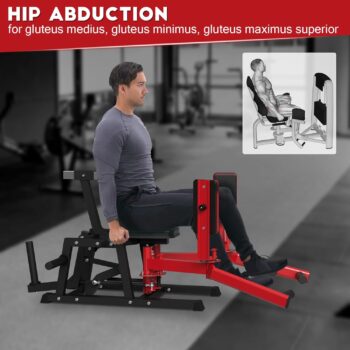 syedee Hip Abductor Machine, Plate-Loaded Inner and Outer Thigh Machine, Thigh Master with 6 Levels Gear System, Hip Trainer for Hip Abduction and Hip Adduction