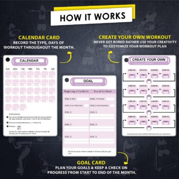 Flexies Pilates Bar Workout Cards - 58 Exercise Cards with Pilates Stick Work Out Postures, Instructions & Breathing Tips | Free Ring & Dry-Erase Marker to Create Your Customize Workout Planner Chart