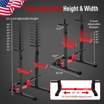 HARISON Multifunction Power Cage Adjustable Squat Rack, Heavy Duty Pull Up Bar Station for Home Gym