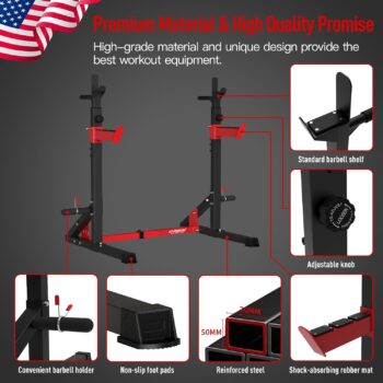 HARISON Multifunction Power Cage Adjustable Squat Rack, Heavy Duty Pull Up Bar Station for Home Gym