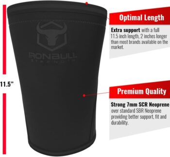 Iron Bull Strength 7mm Knee Sleeves (Pair) for Weightlifting & Powerlifting (USPA, IPL, IWF & USAW Approved) | High-Performance Knee Compression Support For Squats, Weight Lifting - Men and Women