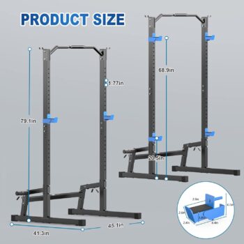 JX FITNESS Squat Rack Cage with Pull Up Bar,Adjustable Power Rack Cage Exercise Squat Stand with Barbell Holder,Weight Lifting Workout Station for Home Gym