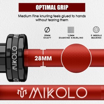 Mikolo 7ft Olympic Barbell, Barbell for Weightlifting and Powerlifting 45lb, Olympic Bar for 1500lbs Capacity, Weight Bar Fit 2” Standard Weights