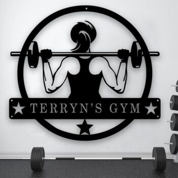 Personalized Gym Sign - Custom Name Metal Sign - Workout Room Home Decor - Family Gym Wall Art - Gifts for Mom Sister Women, Metal Gym Signs