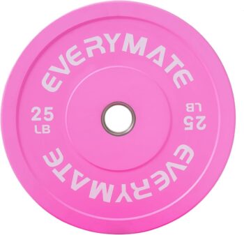 Pink Weight Plates 10LB 15LB 25LB 35LB 45LB Olympic Bumper Plates Grip Weight Plates for Strength Training & Crossfit Steel Inserts Weight Plates Fit 2" Barbells Virgin Rubber Weights