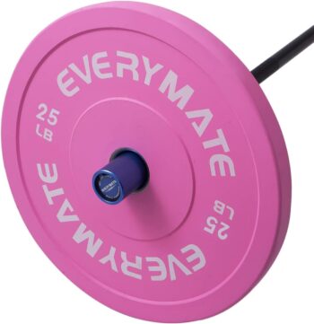 Pink Weight Plates 10LB 15LB 25LB 35LB 45LB Olympic Bumper Plates Grip Weight Plates for Strength Training & Crossfit Steel Inserts Weight Plates Fit 2" Barbells Virgin Rubber Weights